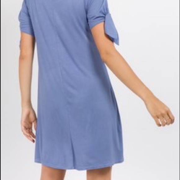 Lady's Knot Tie Sleeve Shift Dress Lavendar - Picture 4 of 5